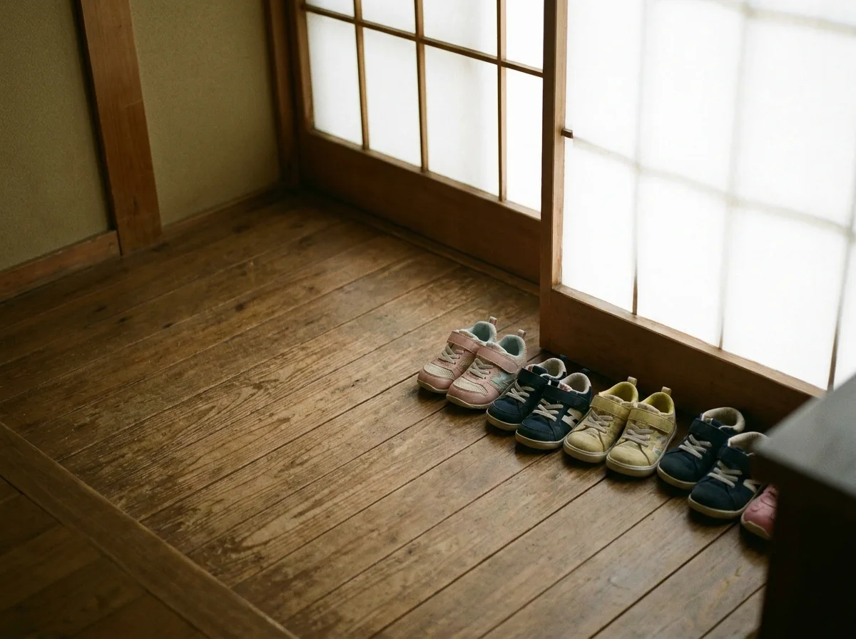 玄関に並ぶ子どもの靴